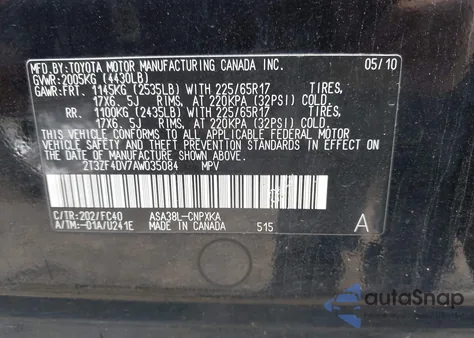 2010 Toyota Rav4 из США, поврежденный, VIN 2T3ZF4DV7AW035084